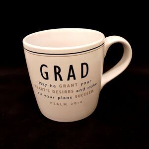 GRAD Lighthouse Christian Product Coffee Cup Mug White Blk Psalm 20:4 Graduation
